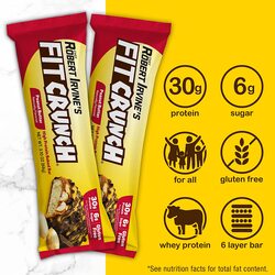 FITCRUNCH Full Size Protein Bars, Designed by Robert Irvine, 6-Layer Baked Bar, 6g of Sugar, Gluten Free & Soft Cake Core (Peanut Butter)